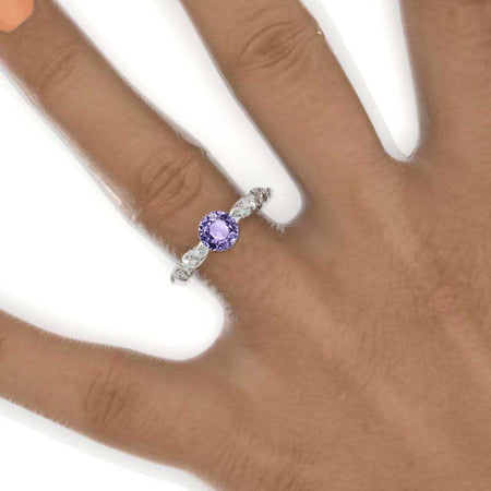 1 Carat Ornamental Purple Sapphire Gold Engagement Ring