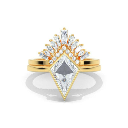 2.5 Carat Kite Moissanite Engagement Ring. 2.5CT Fancy Shield Shape Moissanite Ring Set Redesigned V2 Wedding Band Only