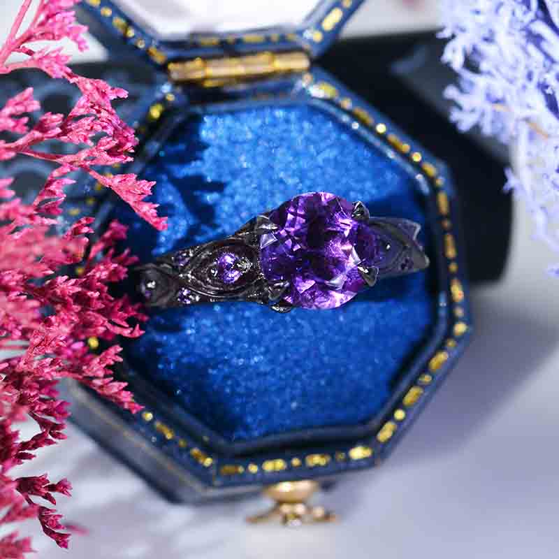 14K Black Gold 2 Carat Natural Amethyst Celtic Engagement Ring 14K Black Gold 2 Carat Natural Amethyst Celtic Engagement Ring