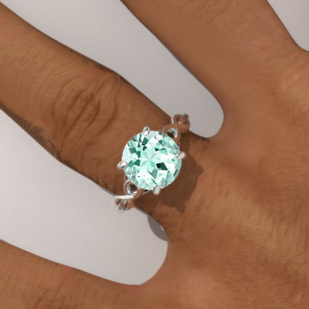 3.0 Carat Mint Sapphire Lattice White Gold Engagement Ring