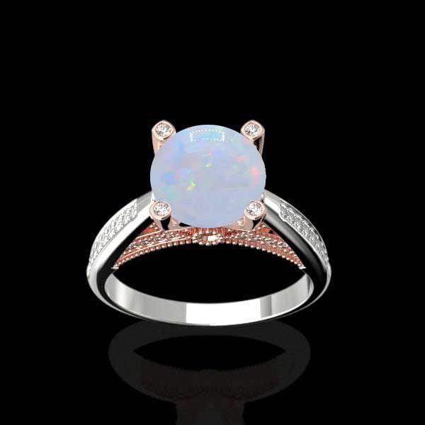 Aurora Forever One White Opal Gold Engagement Ring Aurora Forever One White Opal Gold Engagement Ring