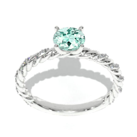 14K White Gold 6mm Round Mint Sapphire 1/8 CTW Engagement Ring