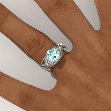 2.0 Carat Mint Sapphire Accented Classic Engagement Ring