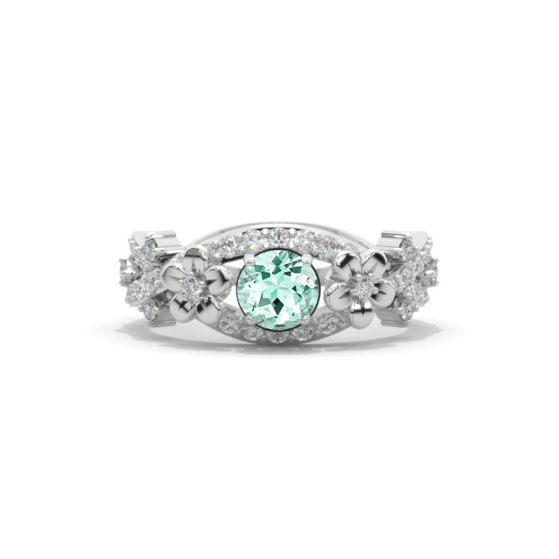 Mint Sapphire Celtic Engagement Floral Ring 14K White Gold Mint Sapphire Celtic Engagement Floral Ring 14K White Gold