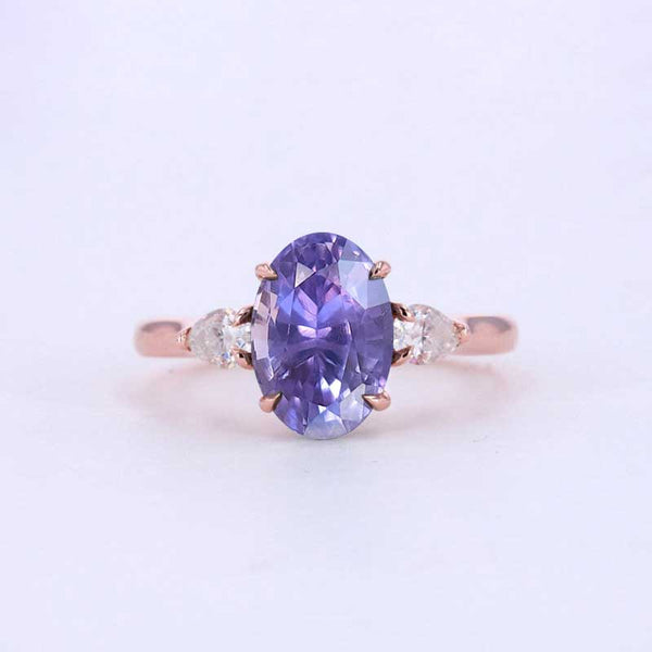Oval Cabochon Mohave Purple Copper Turquoise Ring – Sterling  Purple Three-Stone Oval Copper Ring main image 2