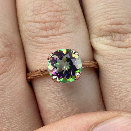 2 Carat Mystic Topaz Celtic 14K White Gold Engagement Ring