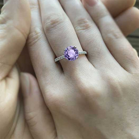 2 Carat Purple Sapphire Accented Platinum Anniversary Ring