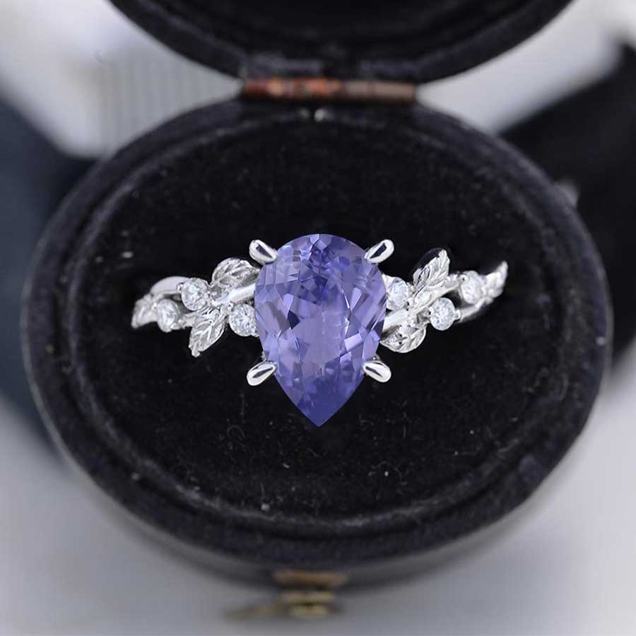 3 Carat  Purple Sapphire Floral Gold Engagement Ring 3 Carat  Purple Sapphire Floral Gold Engagement Ring