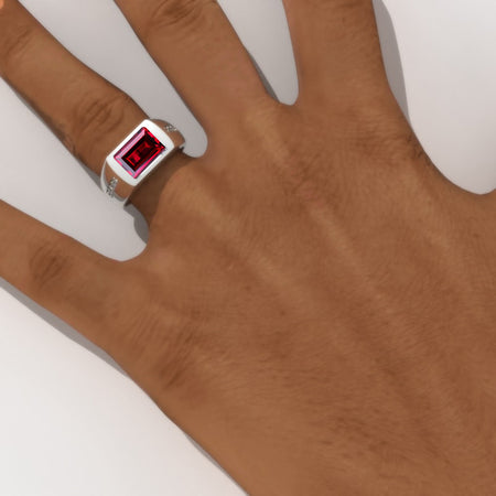 2 Carat Ruby Men's Gold Ring