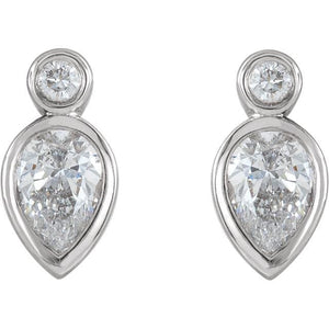Bezel Set Earrings 14K Gold 1/3 CTW Diamond - Giliarto