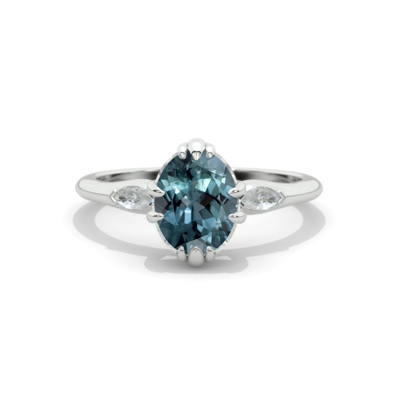 Oval Teal Sapphire 14K White Gold Engagement Promissory Ring Oval Teal Sapphire 14K White Gold Engagement Promissory Ring