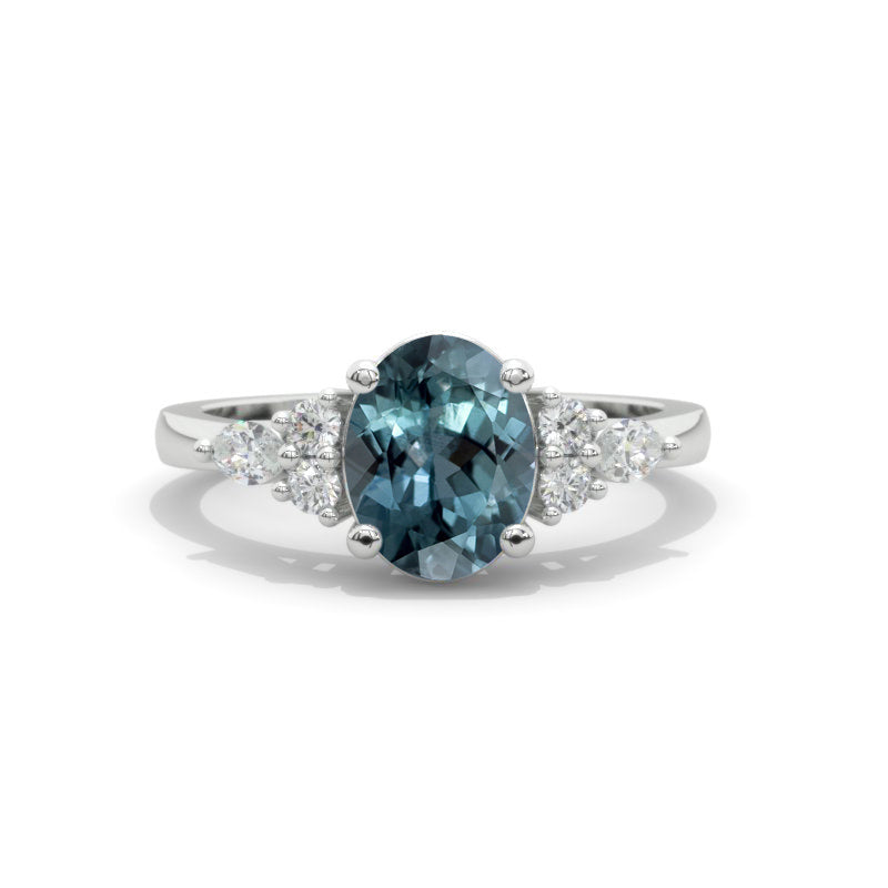 Oval Teal Sapphire 14K White Gold Engagement Promissory Ring Oval Teal Sapphire 14K White Gold Engagement Promissory Ring