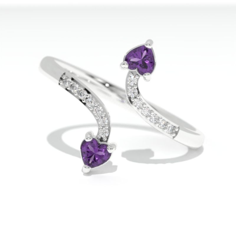 0.3 Carat Giliarto Heart Amethyst  Gold Promissory Ring 0.3 Carat Giliarto Heart Amethyst  Gold Promissory Ring