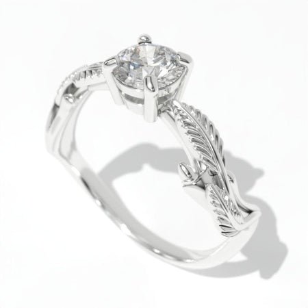 0.7 Carat GIA/IGI Diamond White Gold Engagement Floral Ring