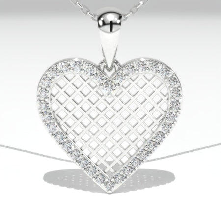 Love Heart Pendant Necklace 14K White Gold