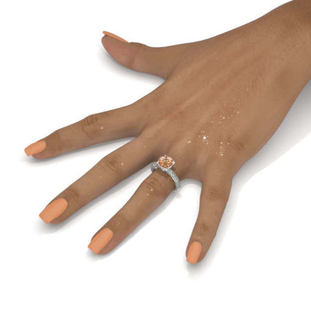 2 Carat Genuine Peach Morganite White Gold Giliarto Engagement Ring