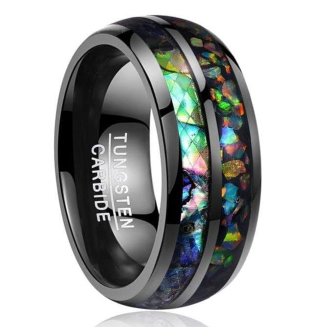 Opal Tungsten Carbide Ring - Giliarto Opal Tungsten Carbide Ring - Giliarto