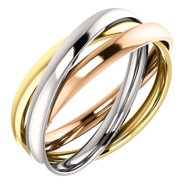 14K White, Yellow, & Rose 3-Band Rolling Ring - Giliarto 14K White, Yellow, & Rose 3-Band Rolling Ring - Giliarto