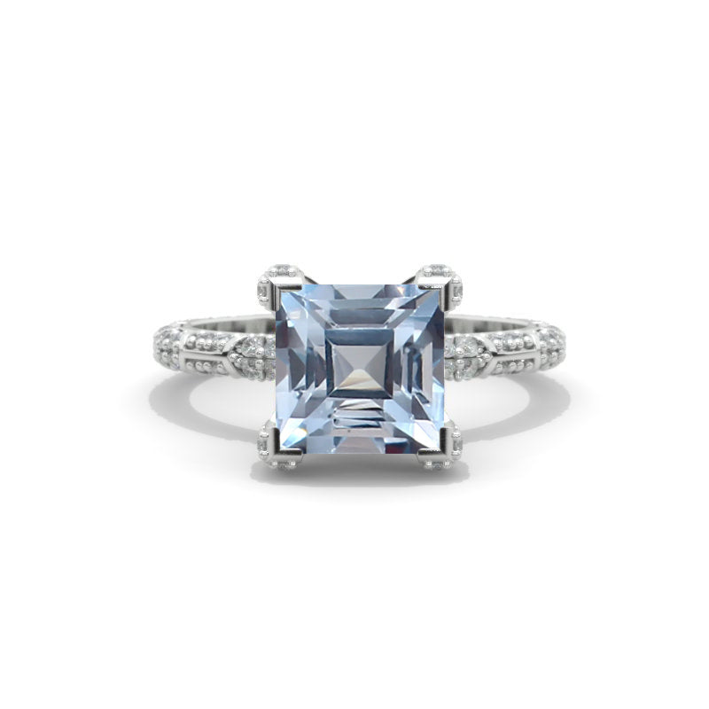 2.5 Carat Princess Cut Genuine Aquamarine White Gold Engagement Ring 2.5 Carat Princess Cut Genuine Aquamarine White Gold Engagement Ring