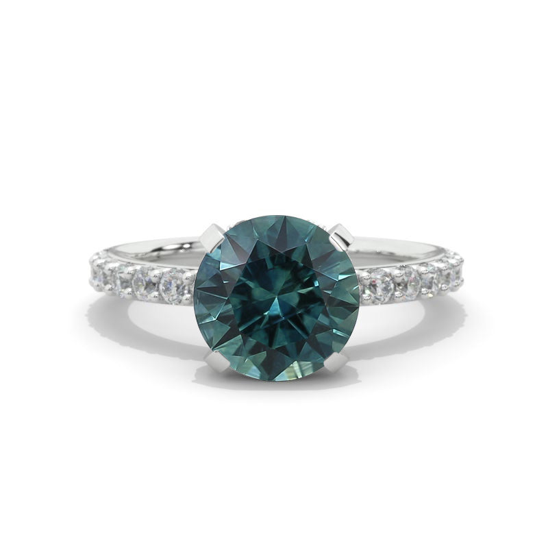 3 Carat Teal Sapphire Hidden Halo Engagement Ring 3 Carat Teal Sapphire Hidden Halo Engagement Ring
