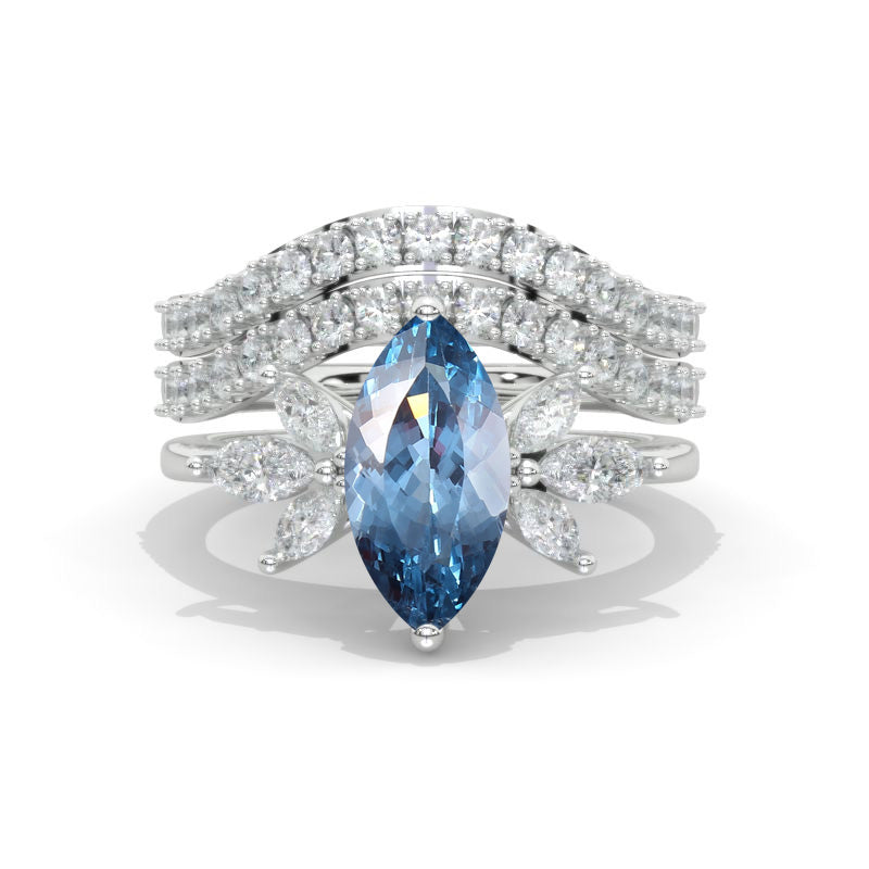 2Ct Marquise Cut Genuine Aquamarine Vintage Engagement Ring, Marquise  Engagement Ring, Marquise Side Accents Stones 14K White Gold Ring Set 2Ct Marquise Cut Genuine Aquamarine Vintage Engagement Ring, Marquise  Engagement Ring, Marquise Side Accents Stones 14K White Gold Ring Set