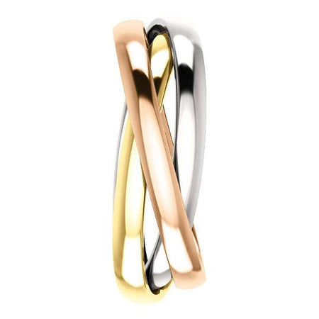 14K White, Yellow, & Rose 3-Band Rolling Ring - Giliarto