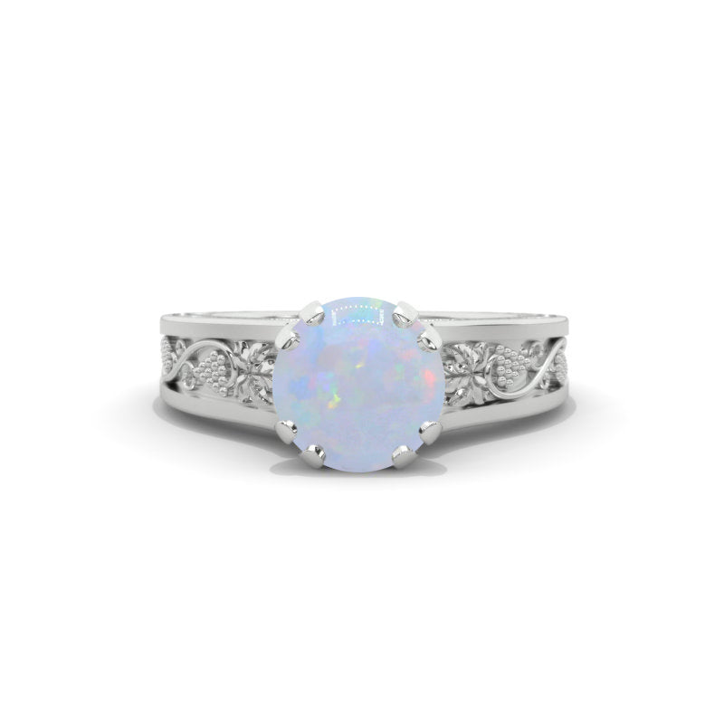 2.0 Carat Genuine Natural White Opal Accented Classic Engagement Ring 2.0 Carat Genuine Natural White Opal Accented Classic Engagement Ring