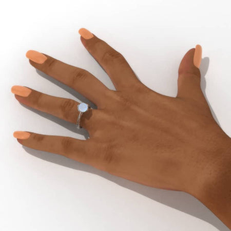 Mila 2 Carat Genuine Natural White Opal Floral 6 Prongs 14K White Gold Engagement Ring