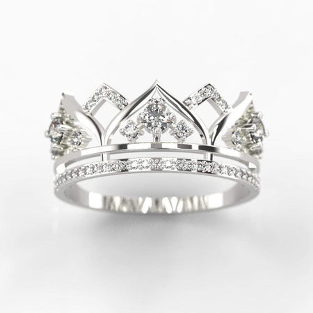 ''Your Majesty'' Diamond  Tiara Gold Ring I Princess crown ring