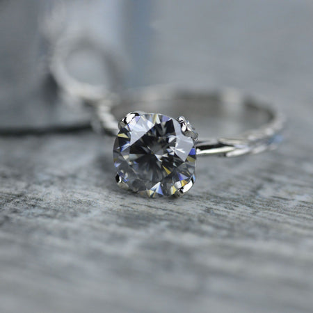 2 Carat Dark Gray Blue Moissanite  Engagement Ring
