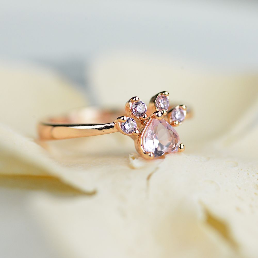 Dog Cat Paw Gold Plated Silver Ring Dog Cat Paw Gold Plated Silver Ring