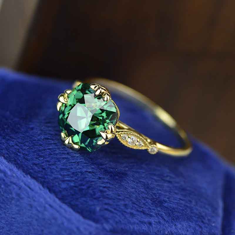 3.0  Carat Green Moissanite Center Stone White Gold Ring 3.0  Carat Green Moissanite Center Stone White Gold Ring