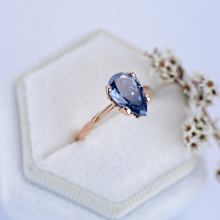 3 Carat Pear Shaped Dark Gray Blue Moissanite Engagement Ring 3 Carat Pear Shaped Dark Gray Blue Moissanite Engagement Ring