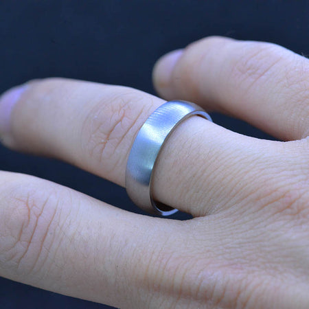 Brushed Finish Titanium Wedding Band Ring