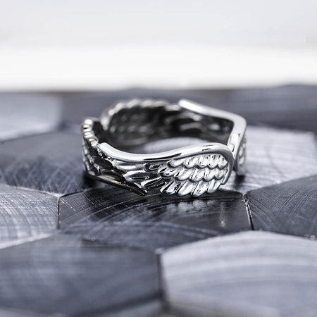 Angel  Wings Ring 10K White Gold and Black Gold