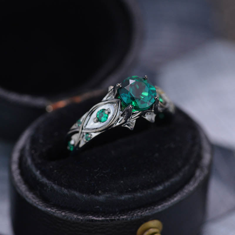 14K Black Gold Emerald Celtic Engagement Ring 14K Black Gold Emerald Celtic Engagement Ring