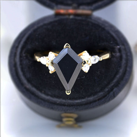 2.5 Carat Kite Black Moissanite Engagement Ring. 2.5CT Fancy Shape Moissanite Ring
