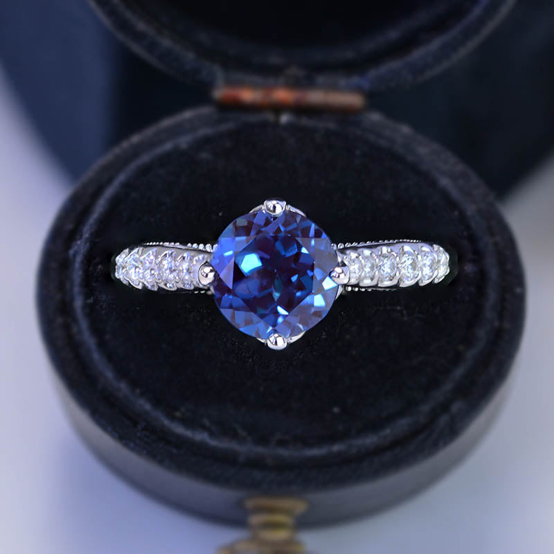 Alexandrite Engagement  White Gold Ring Classic Customized Design Your Own Ring Alexandrite Engagement  White Gold Ring Classic Customized Design Your Own Ring
