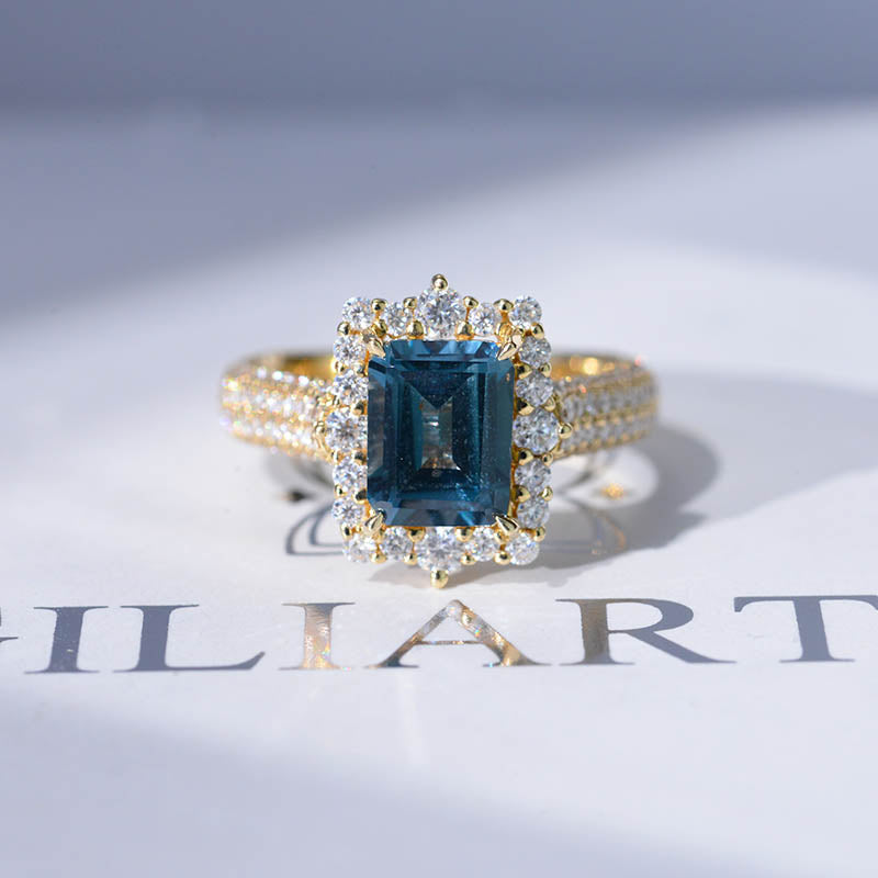 3 Carat Vintage Style 9x7mm Radiant Cut Teal Sapphire White Gold Engagement Ring 3 Carat Vintage Style 9x7mm Radiant Cut Teal Sapphire White Gold Engagement Ring