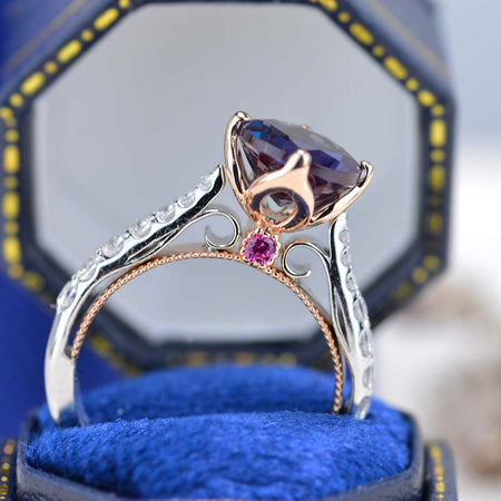 2 Carat Alexandrite Engagement White Gold Ring