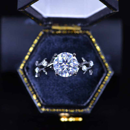 2 Carat Giliarto Moissanite Twig Floral White Gold Engagement Ring