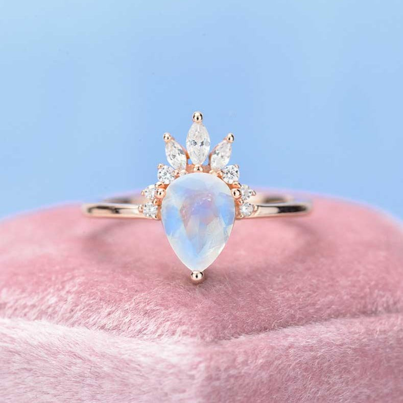 Pear Cut Genuine Moonstone Ring Pear Cut Genuine Moonstone Ring