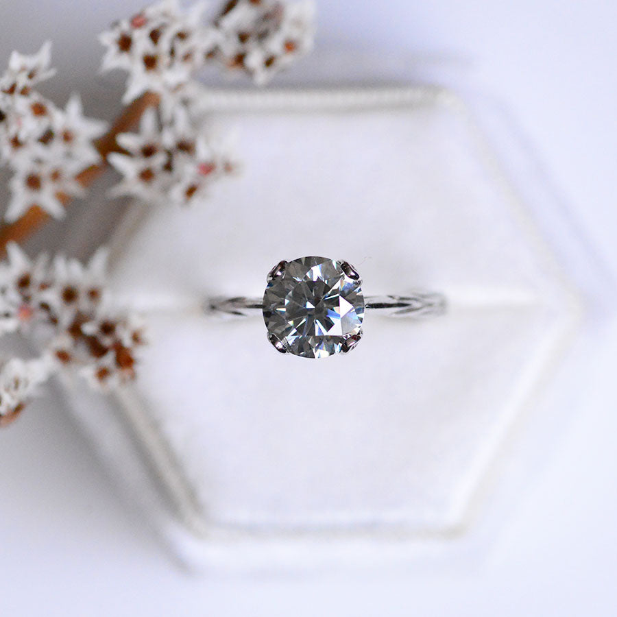 2 Carat Dark Gray Blue Moissanite  Engagement Ring 2 Carat Dark Gray Blue Moissanite  Engagement Ring
