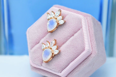 Genuine Pear Moonstone Earrings Rose Gold Plated Silver, Moonstone Earrings in Sterling Silver. Mothers day gift. Gift for her