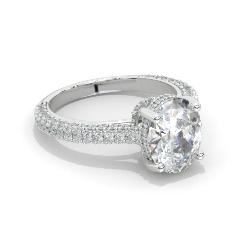 Luxury 3 Carat Oval Moissanite Hidden Halo Gold Engagement Ring Luxury 3 Carat Oval Moissanite Hidden Halo Gold Engagement Ring