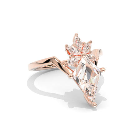 2.5 Carat Kite Moissanite Engagement Ring. 2.5CT Fancy Shape Moissanite Ring