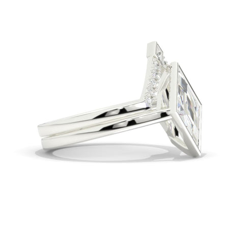 2.5 Carat Kite Moissanite Engagement Ring. 2.5CT Fancy Kite Shape Moissanite Ring Set