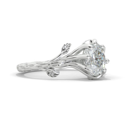1.5 Carat Oval LAB-Grown Diamond Twig Organic Shaped 14K Gold Engagement Promissory Ring Model 822-8x6