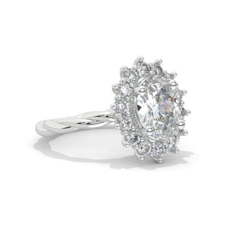 3 CT Oval Halo LAB-Grown Diamond Vintage Wedding Ring. 14K Solid Gold Engagement Ring  Anniversary Ring, Baguette Double Halo Ring Model 839-10x8