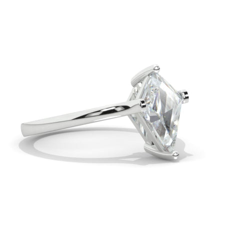 14K White Gold 3 Carat Kite Moissanite Solitaire Engagement Ring